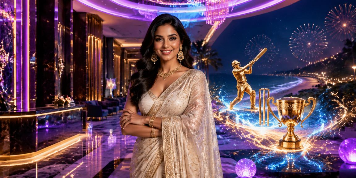 Indian woman placing cricket bets wearing traditional saree